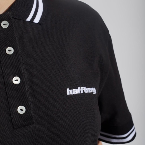 Halfboy Black Logo-Embroidered Cropped Polo - XS - NWT - Picture 9 of 10